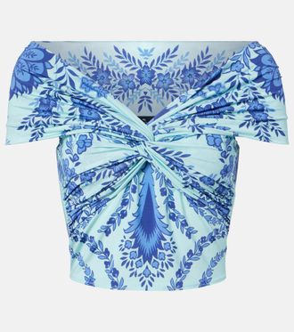 Etro Printed jersey crop top