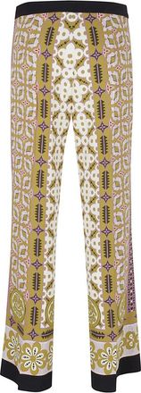 La DoubleJ Mid-Rise Stretch Satin Trousers With Pagoda Pattern