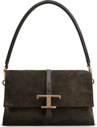 Tod's T Timeless Mini Suede Flap Bag - Bags - Mujer - Marr&oacute;n - ONE SIZE