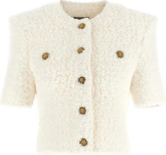 Balmain Plumetis Tweed Vest - Dames - Blazers - Wit - S - Tweed - Jassen