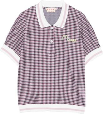 Marni Check Embroidery Polo Top