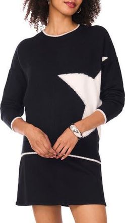 Vince Camuto Star Detail Crewneck Sweater in Rich Black at Nordstrom Rack, Size X-Large