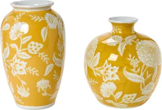 Two's Company Set Of 2 Floral Vases