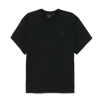 Canada Goose T-Shirts, male, Black, L, Black Embroidered Logo T-Shirt