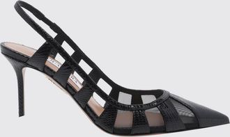 Aquazzura Slingback in nylon a rete con stampa pitone e tacco a spillo