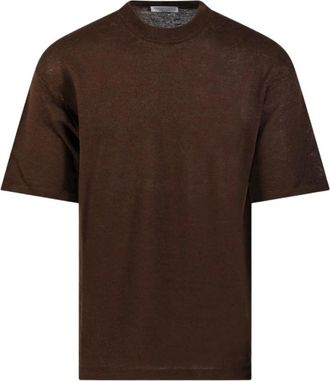 Roberto Collina Tops, Heren, Bruin, M, Girocollo MC Comfort Fit