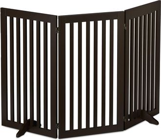Relaxdays Relaxdays - Barrera Seguridad Perros, Valla Protectora Plegable, 92 X 154 Cm, Cerca Mascotas, Con Patas, Marr&oacute;n