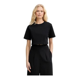Twinset T-shirt met bustierdetail - Dames - Tops - Zwart - Maat: XS Katoen