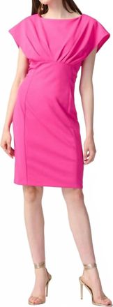 Joseph Ribkoff Pleated Dolman Sleeves Sheath Dress In Ultra Pink