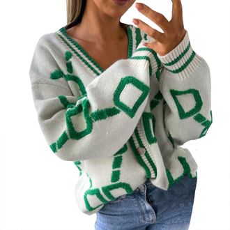 Generic Sweaters for Women Everyday Long Sleeve Button Cardigans Top Chunky Knit Boyfriend Jumpers Oversized Sweater Japanese College Style Sweater Coat Retro