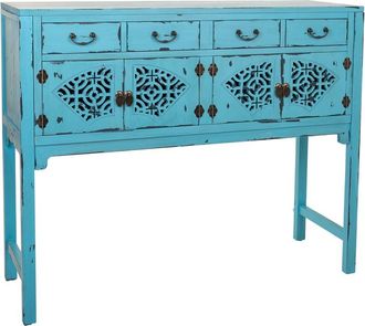 Wanderlust Deco Recibidor De Madera Azul 120x40x102