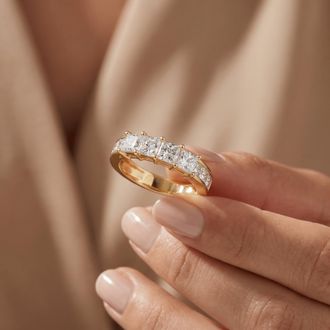 Pompeii3 1 1/4ct Princess Cut Diamond Ring 14K Yellow Gold Size Selectable