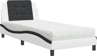 vidaXL Cama Con Colch&oacute;n Cuero Sint&eacute;tico Blanco Y Negro 90x200 Cm Vidaxl