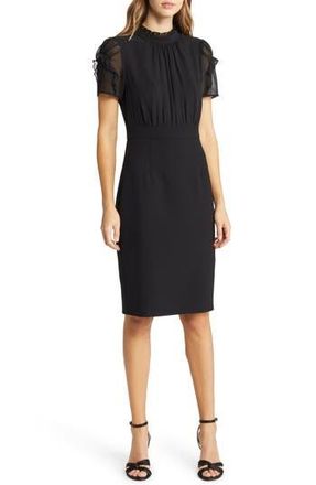 Vince Camuto Chiffon Sleeve Sheath Dress in Black at Nordstrom Rack, Size 10