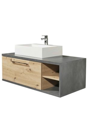 MID.YOU Mid.you Waschtischkombi, Anthrazit, Eiche Artisan, Kunststoff, 1 Fächer, 1 Schubladen, 110 cm, hängend, Badezimmer, Waschbecken & Armaturen, Waschtisc
