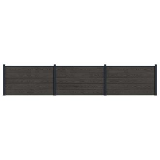 vidaXL Panel De Valla 3 Pcs Wpc Y Aluminio Negro Vidaxl