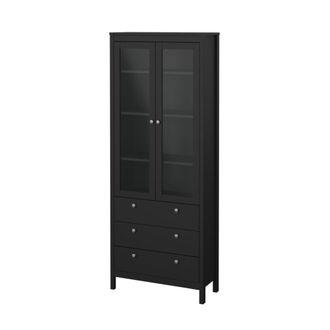 ebuy24 Vitrina 2 puertas de cristal y 3 cajones A199 cm - Negro