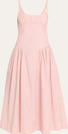 Proenza Schouler Solira Seersucker Fit-&-Flare Midi Dress