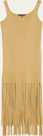 Toccin Roxanne Scoop-Neck Mini Dress with Fringe