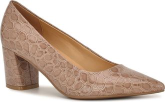 Nine West Kaylen Croc-Embossed Pump in Tan Croco at Nordstrom Rack, Size 9.5