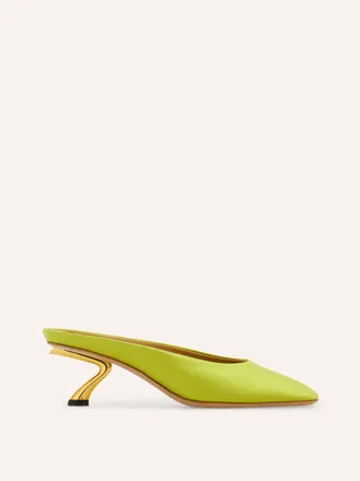 Ferragamo Women S-shaped heel mule Yellow Size 3.5