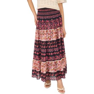 CeCe by Cynthia Steffe Tiered Maxi Skirt in Rich Black at Nordstrom, Size Xx-Small
