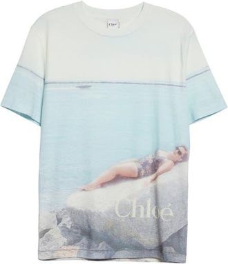 Chlo&eacute; Picture Print Cotton Jersey T-Shirt in Iconic Milk at Nordstrom, Size Medium