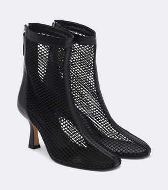 Souliers Martinez Fira leather-trimmed mesh ankle boots