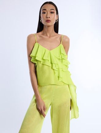 BCBGeneration Flounce Cami in Chartreuse at Nordstrom, Size Small