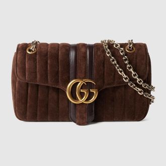 Gucci Jetset GG Marmont Medium Shoulder Bag, Brown, Suede