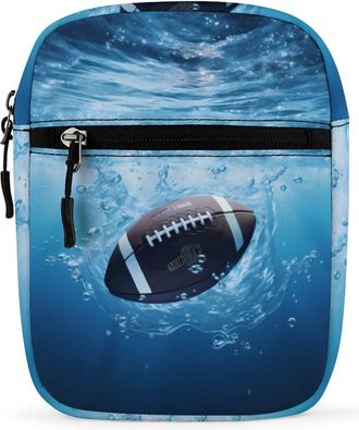 Generic Football Vibrant Blue Ocean Water Crossbody Bag Adjustable Satchel Cute Shoulder Bag Lightweight Sling Bags