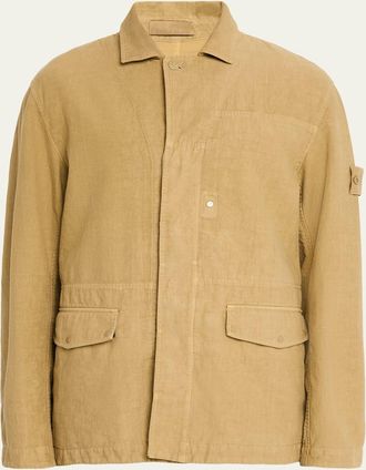 Stone Island Mens Ghost Linen-Blend Shirt Jacket