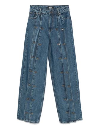 Rotate Jeans met decoratieve knopen - Blauw