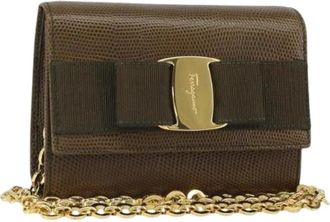 Ferragamo Pre-owned Cross Body Bags, female, Brown, Size: ONE SIZE Pre-owned Leather Shoulder Bag