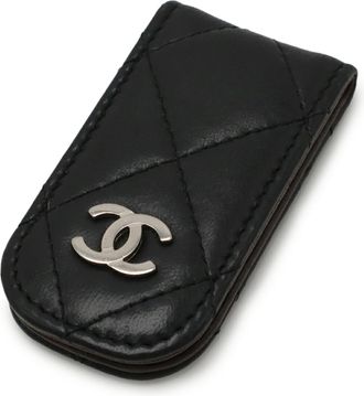 Chanel Matelasse Black Leather Money Clip (Pre-Owned)