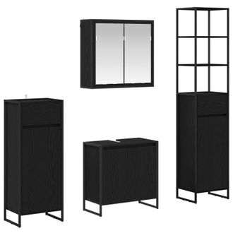 vidaXL Juego De Muebles De Ba&ntilde;o Roble Negro Madera De Ingenier&iacute;a Vidaxl