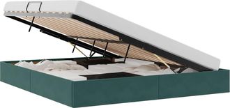 vidaXL Letto Ottomano Verde Scuro 160 X 200 Cm Velluto Vidaxl