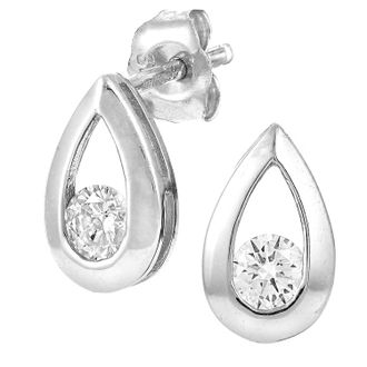 Diamant L'éternel 9ct witgouden kwart karaat diamanten traanoorbellen