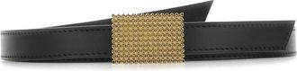 Lanvin Gouden Vierkante Gesp Leren Riem - Dames - Riemen - Zwart - 90 CM - Leer - Accessoires