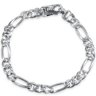 Pompeii3 Mens Figaro Link 14k Gold (23gram) or Platinum (37gram) 7.5mm Bracelet 8