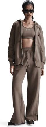Nike Womens Phoenix High Rise Wide Pants - Brown/White Size XS