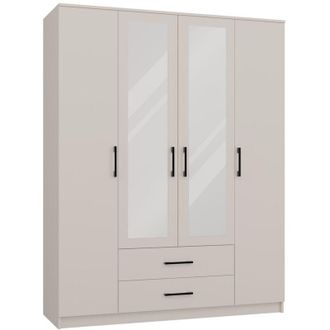 Topeshop Roma - Armario De 160 Cm Con Espejo Y 2 Cajones - Beige Cachemira