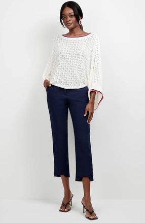 Trina Turk Ore Button-Hem Cropped Pant in Indigo at Nordstrom, Size 12