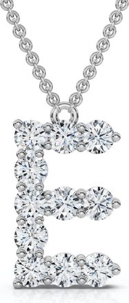 Pompeii3 1Ct Diamond Initial E Pendant 14k Gold 18 Necklace Lab Grown 5/8 Tall