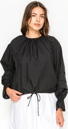 YAL New York Black Blouse with Structured Sleeve Bands