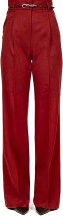 Max Mara Bordeaux Wol Straight Leg Broek - Dames - Wijde Broeken - Rood - XS - Wol - Broeken