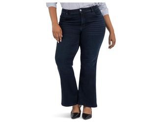 Kut from the Kloth Plus Size Ana High-rise Fab Ab Flare-Baby Double Needle All Over Womens Jeans Ambitious : 16W 30, Cotton/Denim/Lycra