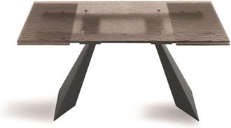 Capodarte Capodarte - Tavolo allungabile 240 cm waters base in metallo Nero e piano in vetro Bronzo