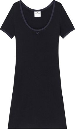 Courr&egrave;ges Cotton Short Sleeves Mini Dress In Black
