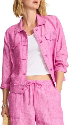 Tommy Bahama Two Palms Linen Raw Edge Jacket in Very Berry at Nordstrom, Size X-Small